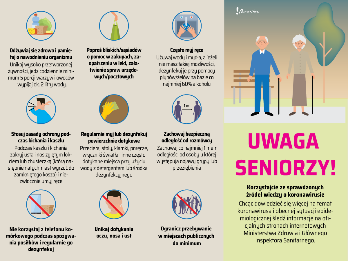 Uwaga seniorzy - infografika
