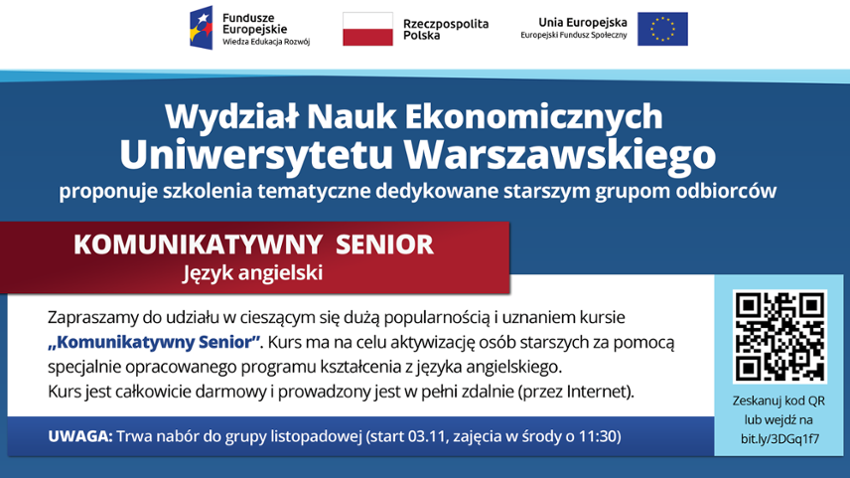 Uniwersytet Warszawski zaprasza na bezpłatne kursy wspierające naukę przedsiębiorczości i języka angielskiego dla seniorów [NOWE TERMINY]