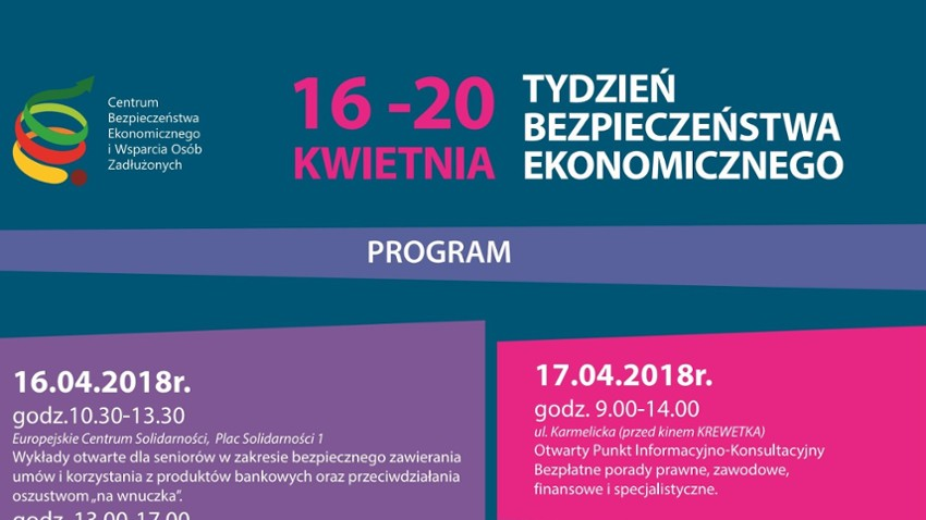 Zapraszamy do skorzystania z bezpłatnej oferty w ramach Tygodnia Bezpieczeństwa Ekonomicznego w Gdańsku od 16 do 20 kwietnia 2018 r.